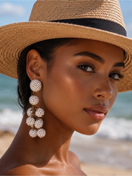 Source Unknown Jewelry - White Cluster Beaded Earrings NWTS